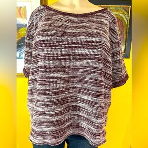 Old Navy Womens Woven Knit Magenta Short Sleeve Sweater